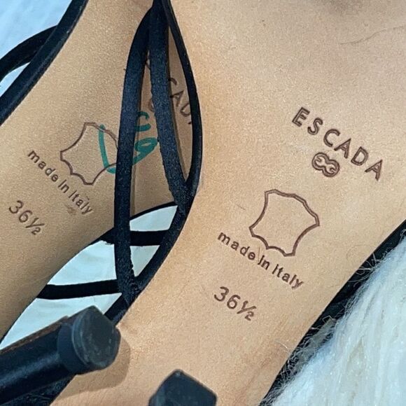 Escada Sandals womens size 6 rhinestones Metallic strappy Satin Made In Italy - Picture 5 of 10